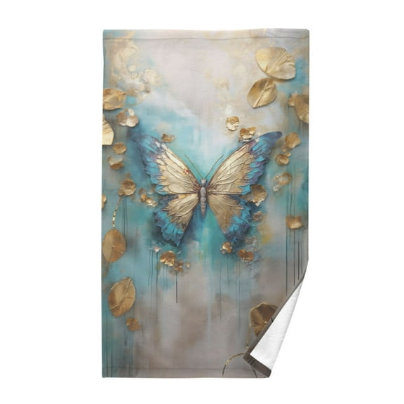 Butterfly with Golden Cotton Face Towels Absorbent Hand Towel Soft Bathroom Towel for Kitchen Hotel Decoration