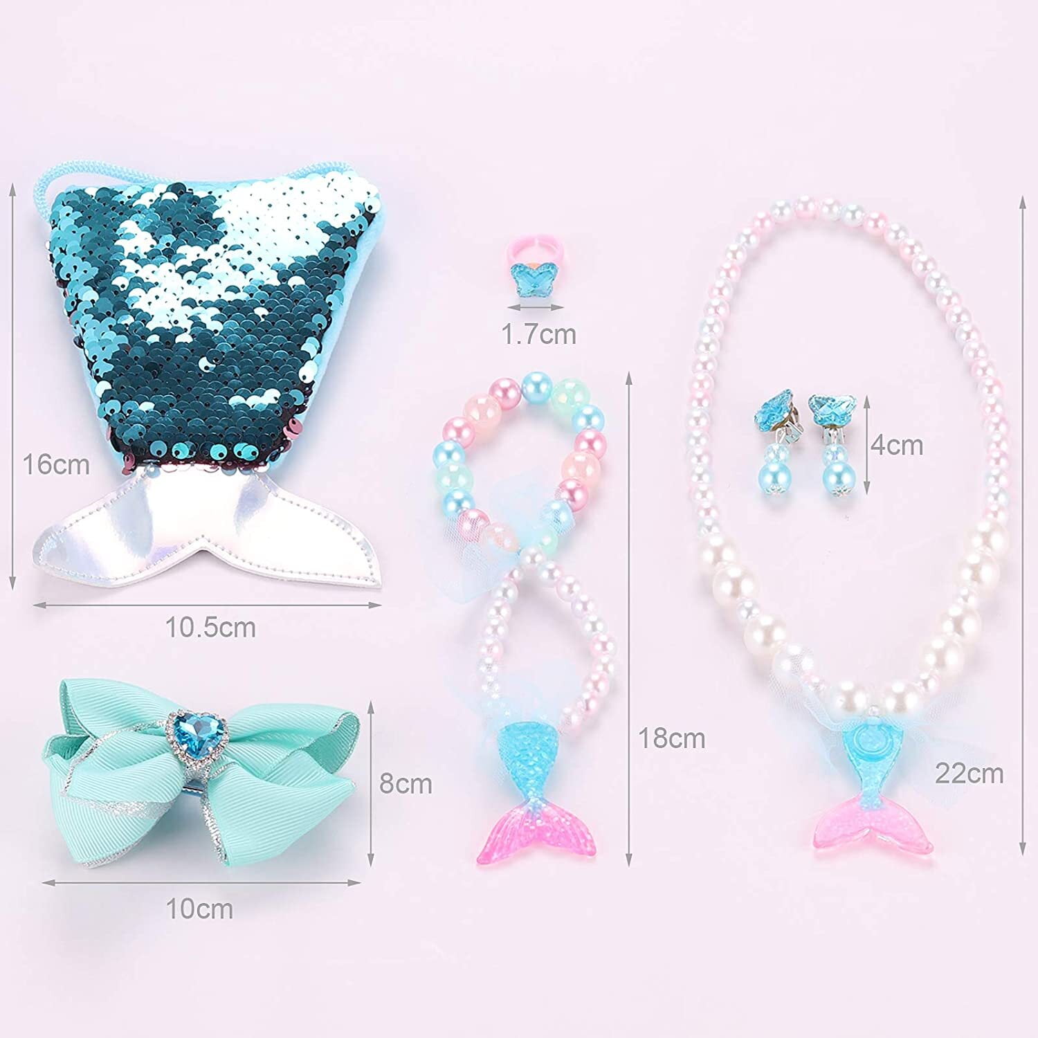 SPECOOL Mermaid Jewelry Set for Girls Kids Dress Up, Mermaid Handbag  Necklace Bracelet Earrings Ring Set, Kids Jewellery Sets Princess Costume  Jewelry