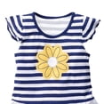 thumbnail image 4 of VBTAPA Girl Shorts Set Striped Babydoll Tops Elastic Waist Shorts 2 Piece Summer Outfit Blue 9-10Years, 4 of 6