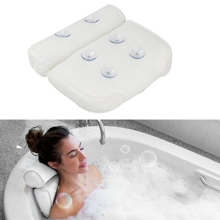 Yaoping Bath Pillow, Bathtub Pillow with Suction Cups, Non-Slip Bathroom Cushion Inflatable Bathroom Pillow for Headrest and Neck Support