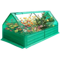 Raised Garden Bed with Cover, Galvanized Outdoor Planter Box, Metal Planter Box, 72" L x 36" W x 36" H Above Ground Garden for Patio