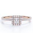 thumbnail image 1 of JeenMata Anillo de Compromiso con Diseño de Halo de 0,3 TCW con Detalles Pavé de Diamantes de Talla Princesa en Oro Rosa de 18 K sobre Plata, 1 of 6
