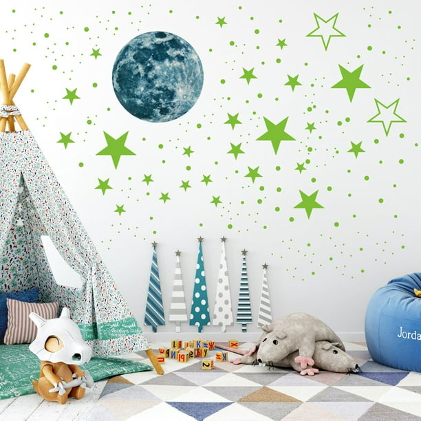 Autocollants muraux étoiles de lune lumineuses pour chambre d'enfants  décoration de la maison Stickers muraux brillent dans le plafond de la  chambre sombre 