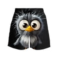 thumbnail image 4 of BRGZLK Mens Beach Shorts Summer Drawstring Waist Funny Big Eyed Bird Expression Print Summer Swim Trunks Novelty Beachwear Vacation Shorts with Pockets, 4 of 6