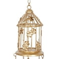 thumbnail image 6 of DecMode 33" Gold Metal Indoor Outdoor Birdcage Floral Windchime with Glass Beads and Bells, 6 of 10