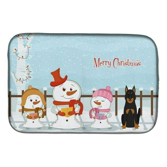 Merry Christmas Carolers Beauce Shepherd Dog Dish Drying Mat