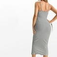 thumbnail image 7 of BRGZLK Women's Maternity Dress with Thin Shoulder Straps, Striped Knit V-Neck Suspender Skirt, Side Slit Casual Bag Skirt, Elastic Tight Fitting Dress, 7 of 7