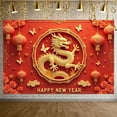 thumbnail image 3 of Red Gold Theme Chinese New Year Banner Traditional Chinese Dragon Banner 3D Paper Cut Design Dragon Pattern Spring Festival Banner for New Year Party Spring Festival Gathering Home Decoration, 3 of 8