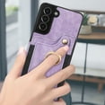 thumbnail image 3 of Allytech Galaxy S21 Case Wallet, RFID Blocking Multiple Cards Slots Ring Holder Stand Shockproof Protective Hand Wrist Wallet Case Cover for Samsung Galaxy S21 - Purple, 3 of 12