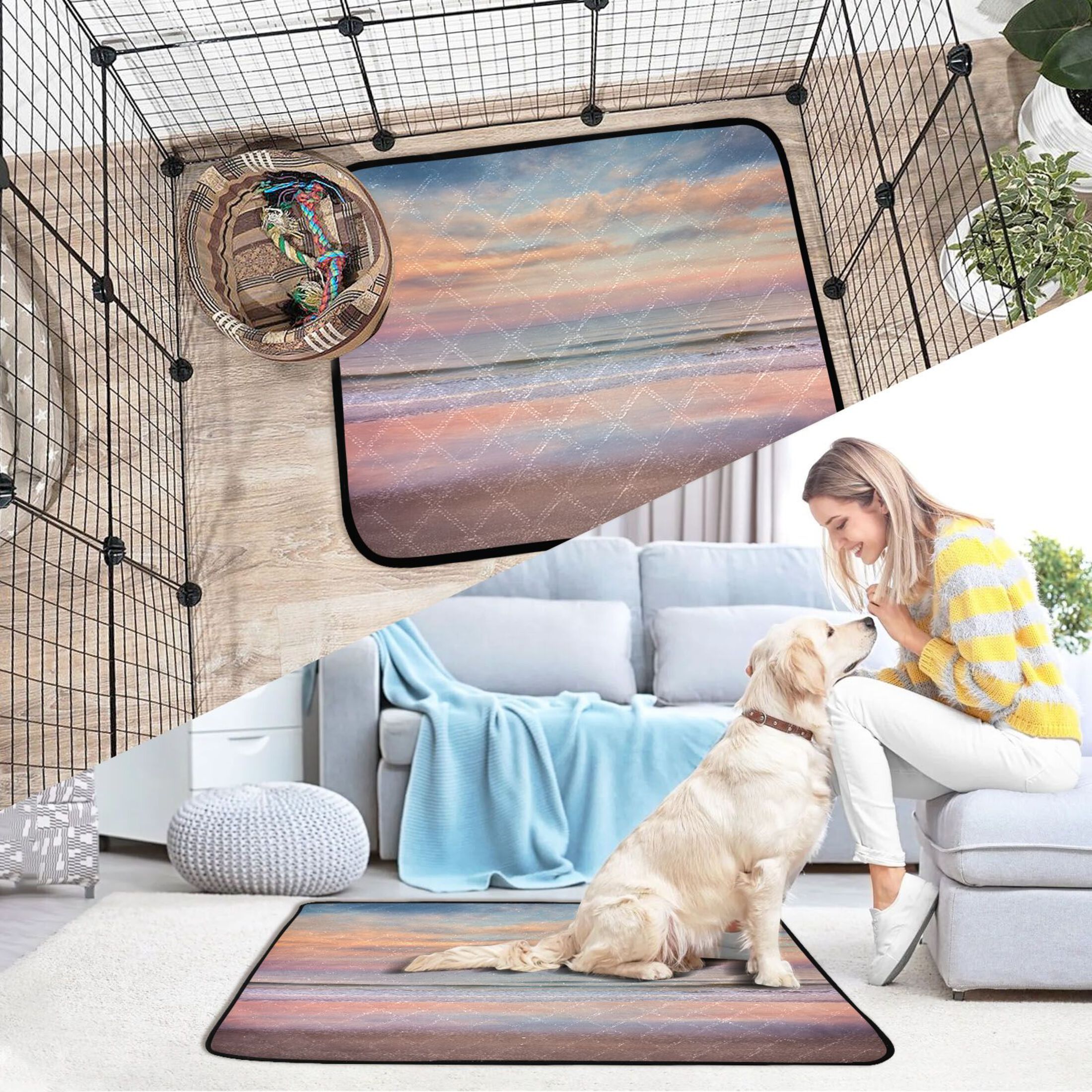 IAUYY Washable Pee Pads for Dogs Medium+Large Absorbent and Leak-Proof Non-Slip Reusable Puppy Pee Pads for Dogs Applicable to Playpen Potty Crate at Sunset