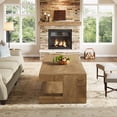 thumbnail image 5 of Finmind Rectangular Coffee Table for Living Room, 47.24-inch Farmhouse 2-Tier Accent Center Tea Cocktail Table with Storage, Light Brown, 5 of 8