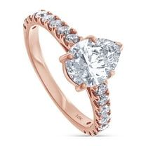1 1/2 Carat 8X6MM Pear & Round Cut Lab Created Moissanite Diamond Wedding Promise Ring In 10K Solid Rose Gold Teardrop Wedding Bands for Women (VVS1 Clarity, 1.50 Cttw)-4