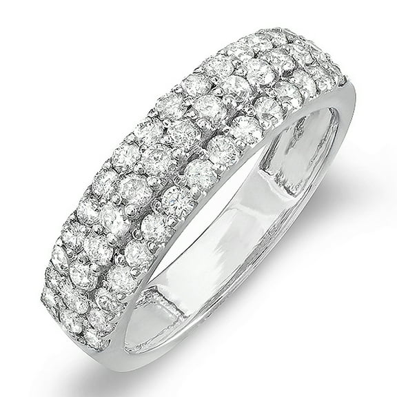 Dazzlingrock Collection 1.00 Carat (ctw) 14k Round Diamond Ladies Anniversary Wedding Band Ring 1 CT, White Gold, Size 8