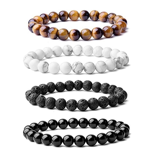 Pulsera de cuentas elásticas de cristal curativo con piedras preciosas semipreciosas naturales, unisex