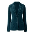 thumbnail image 2 of Tiqkatyck Womens Blazer on Sale, Women's Golden Velvet Blazer Solid Color Fashion Casual Work Business Jacket Fleece Suit Jacket, Army Green Blazers for Women L, 2 of 5