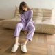 thumbnail image 2 of 2022 Autumn Winter Warm Flannel Women Pyjamas Sets Thick Coral Velvet Long Sleeve Cartoon Sleepwear Thin Flannel Pajamas Set, 2 of 4