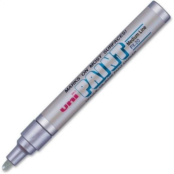 uni-ball Uni-Paint PX-20 Oil-Based Medium Point Marker Medium Marker Point - Metallic Silver Oil Based Ink.