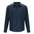 thumbnail image 3 of Mens Cotton Linen Dressy Blouses, Long Sleeve Shirts for Men Fall Business Casual Loose Fit Solid Color Button Down T-Shirts M-3XL, 3 of 4