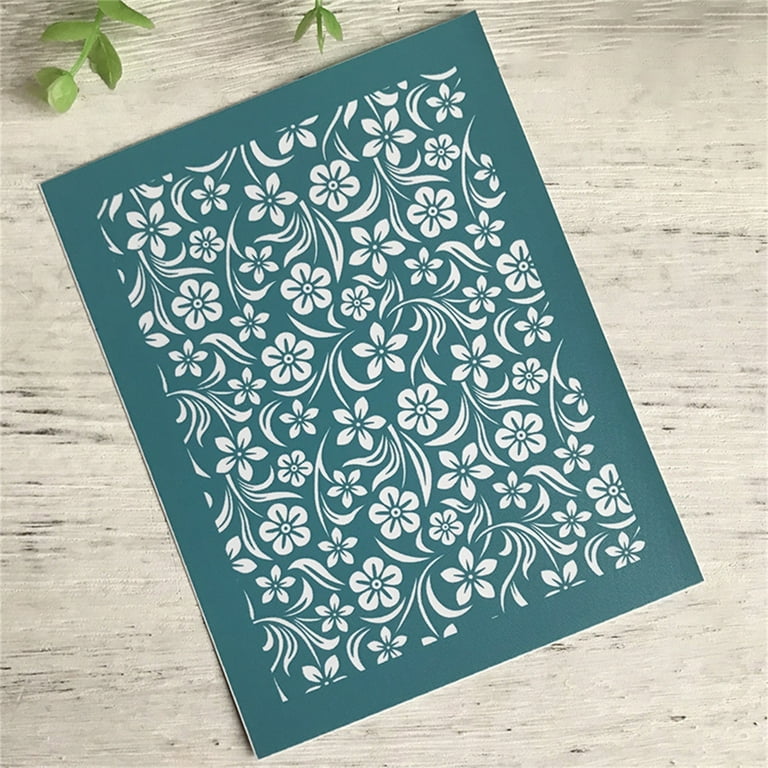 BOOLOOEN Silk Screen Stencils, Floral self-Adhesive Screen Printing Stencil  DIY Reusable for Drawing on Wooden Chalkboard, Wall Floor Decoration.