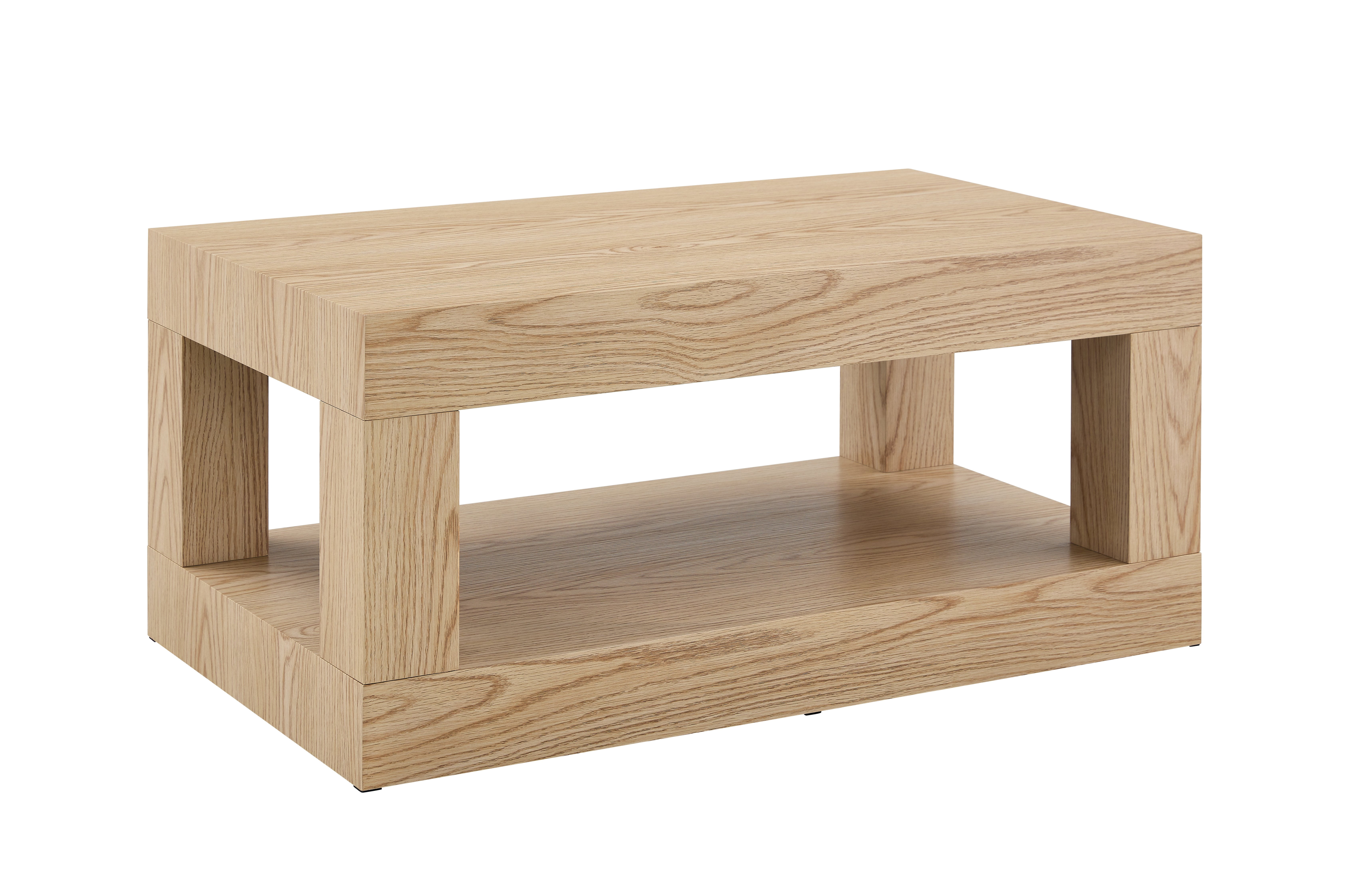 FFZ Modern 2-Tier Coffee Table with Open Storage Shelf, MDF, Wood