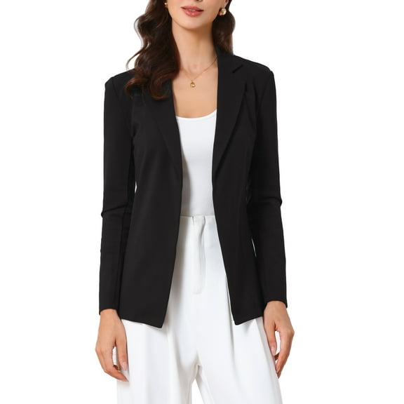 INSPIRE CHIC Women's Business Casual Blazers Open Front Long Sleeve Suit Jacket Work Office Blazer XS Black