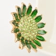 thumbnail image 3 of Broche de girasol esmaltado con diamantes de imitación para solapa, ideal para bolso de ropa (verde), 3 of 6