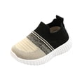 thumbnail image 2 of Kids Slip On Knit Sneakers, Boy's Girl's Toddlers Canvas Shoes Slip-On Lightweight Kids Sneakers Casual Skin-Friendly Walking Running Shoes With Multicolor Sole (Toddler/Little Kids), Black 22/4.5C, 2 of 8