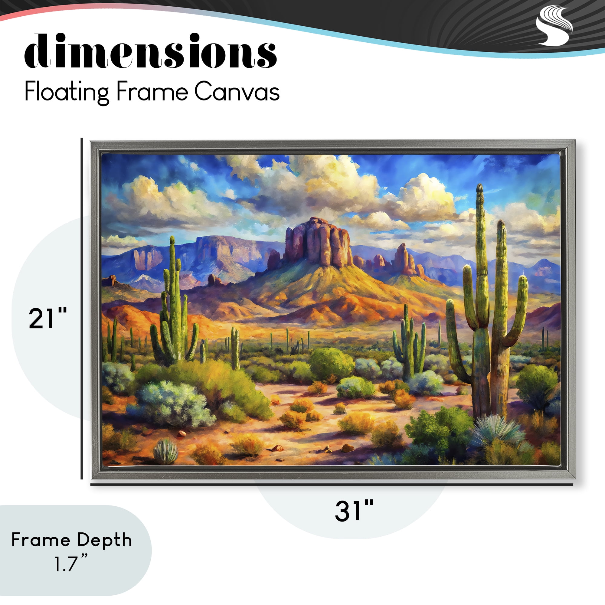 Stupell Industries Majestic Saguaro Desert Landscape Gray Framed Floater Canvas Wall Art, design by Creative Studio