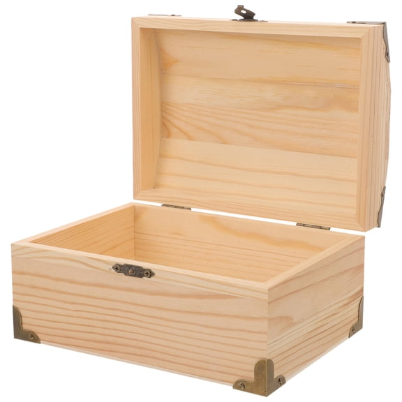FRCOLOR Rustic Simple Wooden Storage Box with Lid, Blank Wood Jewelry Organizer Case for Home and Office Supplies