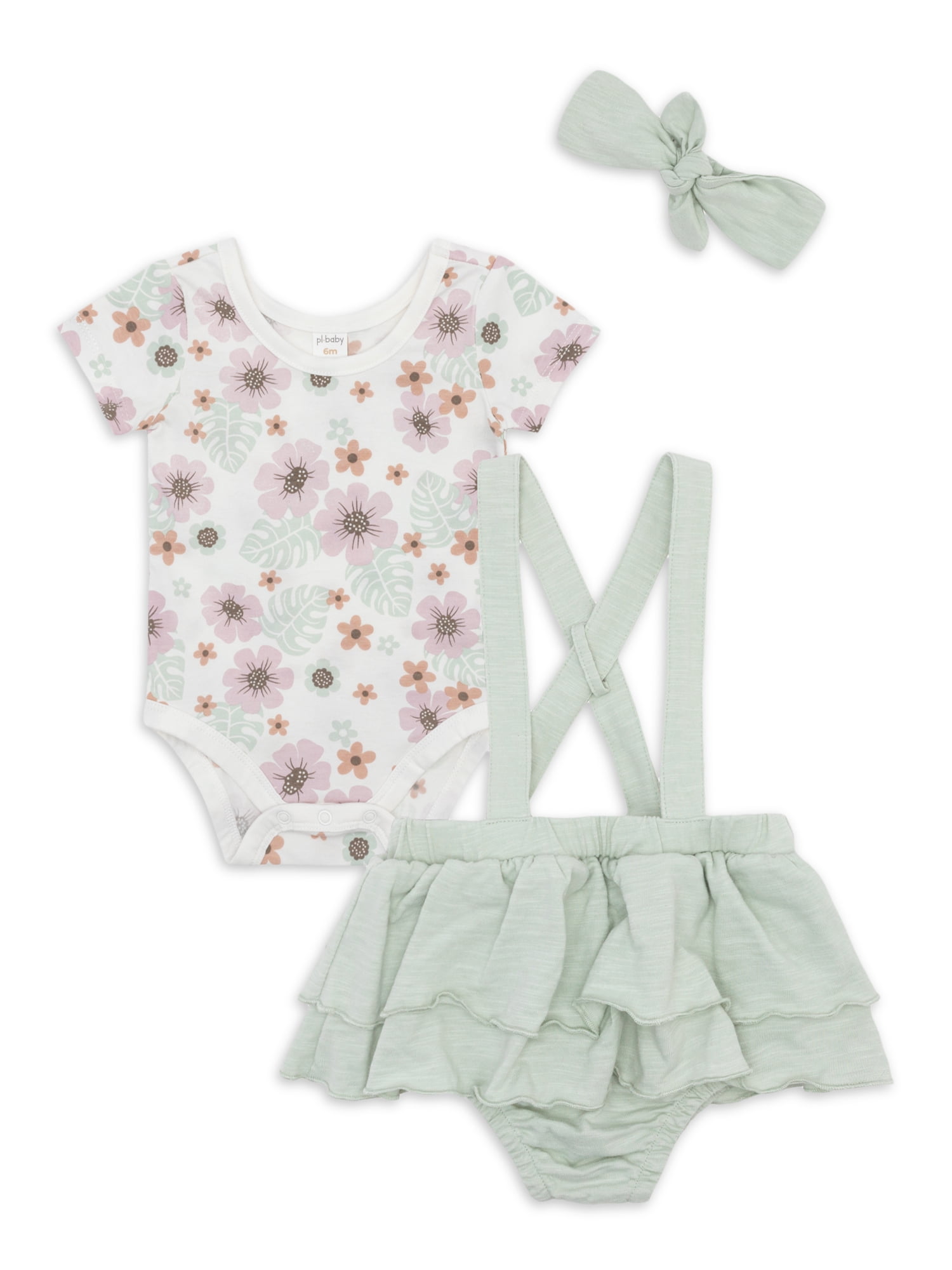 Petit Lem Baby Girl Skirtall, Bodysuit and Headband Outfit Set, 3Piece, Sizes 3M24M