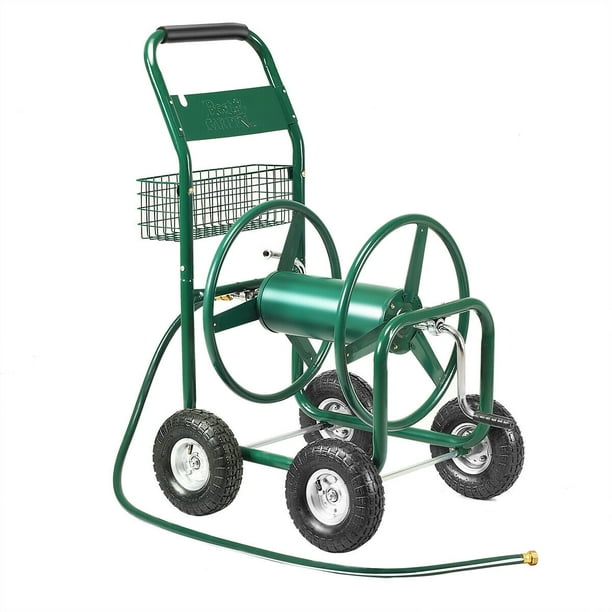 Costway Garden Water Hose Reel Cart 300FT Heavy Duty Yard Planting W/ Basket  