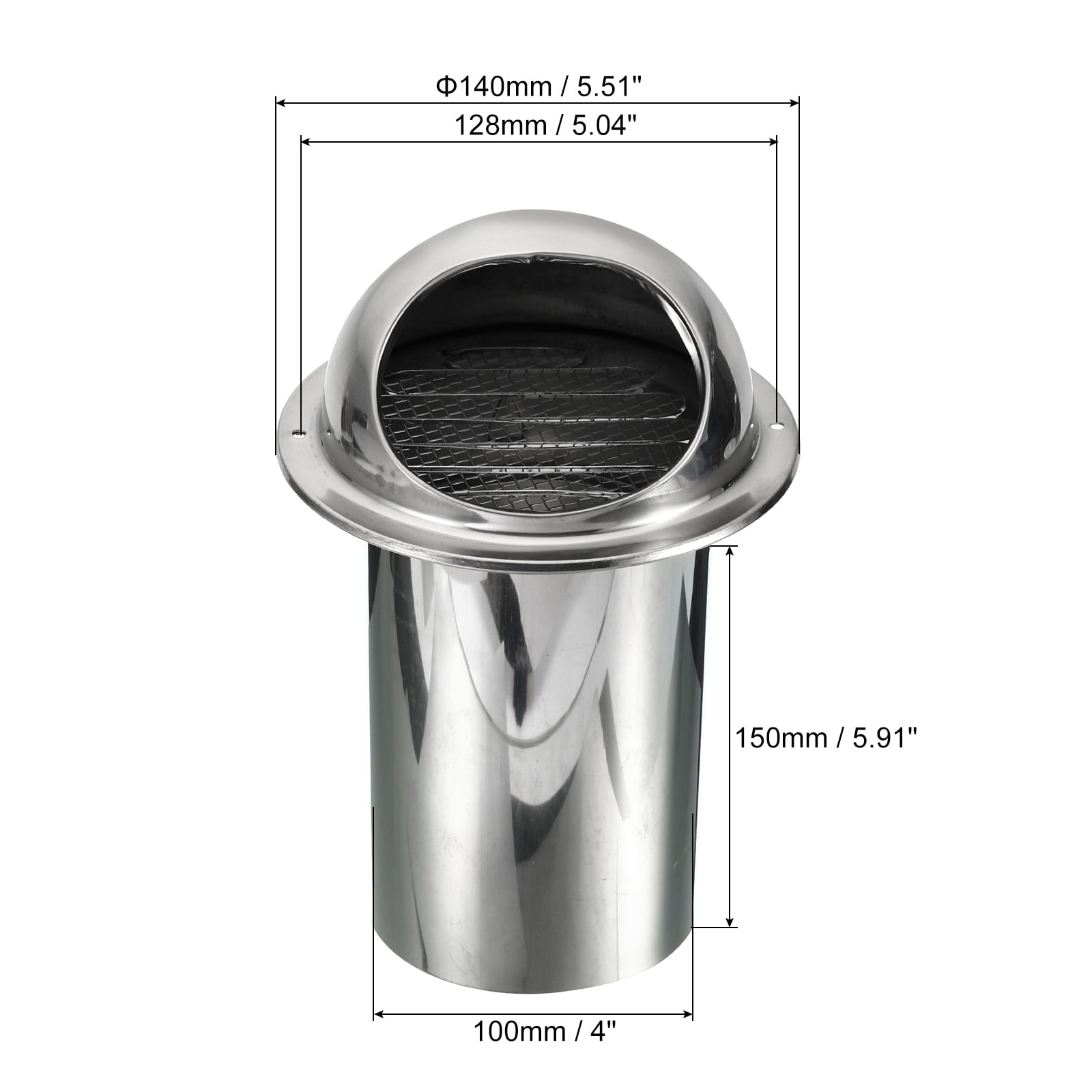 Uxcell 4" Round Soffit Air Vents, 304 Stainless Steel Louver Grille Vent Cover Mesh Grill Hood for Kitchen Bathroom