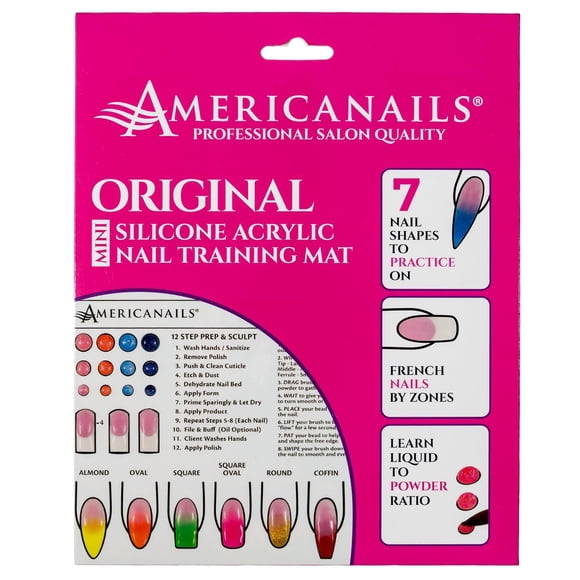 Americanails Mini tapete de entrenamiento de uñas acrílicas - Hoja de entrenamiento de silicona para principiantes Aplicar uñas acrílicas con plantilla de almohadilla enrollable flexible Hoja de traba