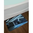 thumbnail image 2 of Outer Space Bath Mat, Moon before Station Planet Apocalypse Landing Alternative Humanoid Robots Print, Non-Slip Plush Mat Bathroom Kitchen Laundry Room Decor, 29.5 X 17.5 Inches, Navy Blue, Ambesonne, 2 of 2