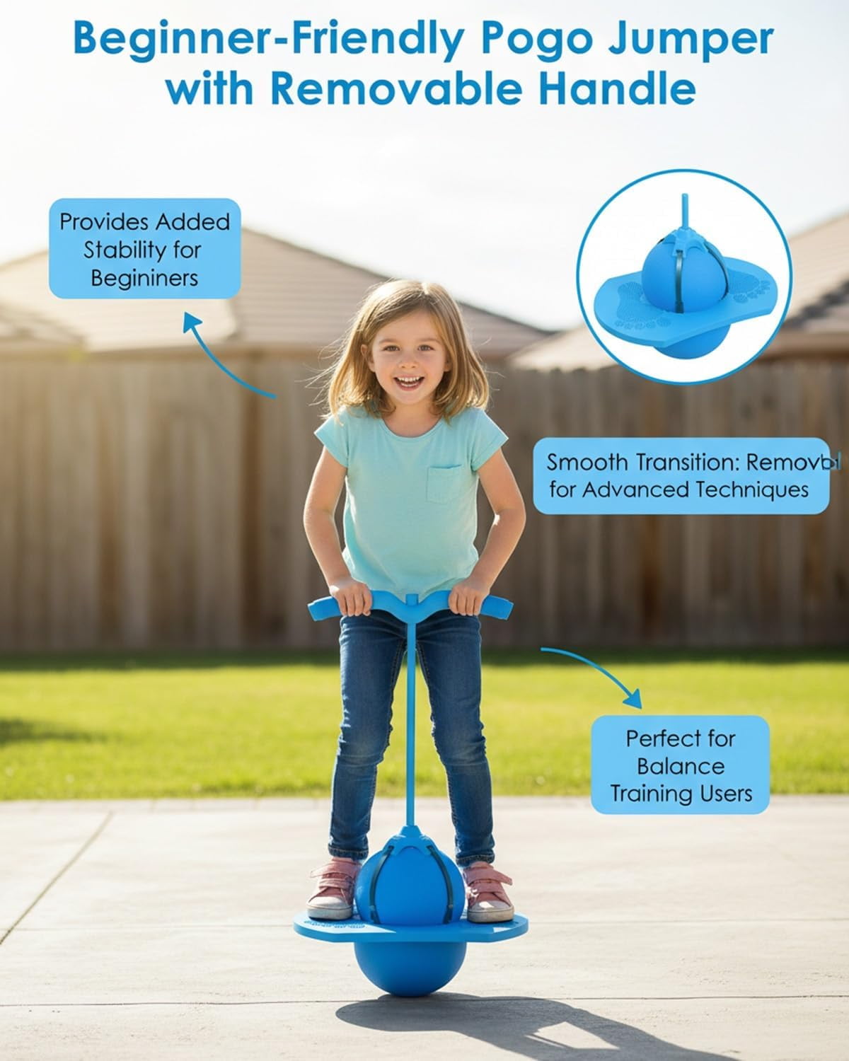 Balance Jumping Ball,Pogo Jumper with Handle and Pump, Safe and reliable bouncing tools,Anti-Slip and Wear-Resistant,Suitable for beginners