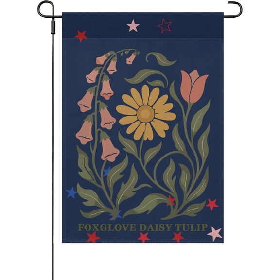 Decorative Garden Flag with Foxglove Daisy and Tulip Design for Porch or Yard