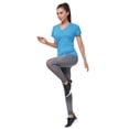 thumbnail image 3 of Vinsonshop Workout Tops for Women Running Gym Athletic Yoga Short Sleeve Shirts Breathable Crewneck Blue M, 3 of 8