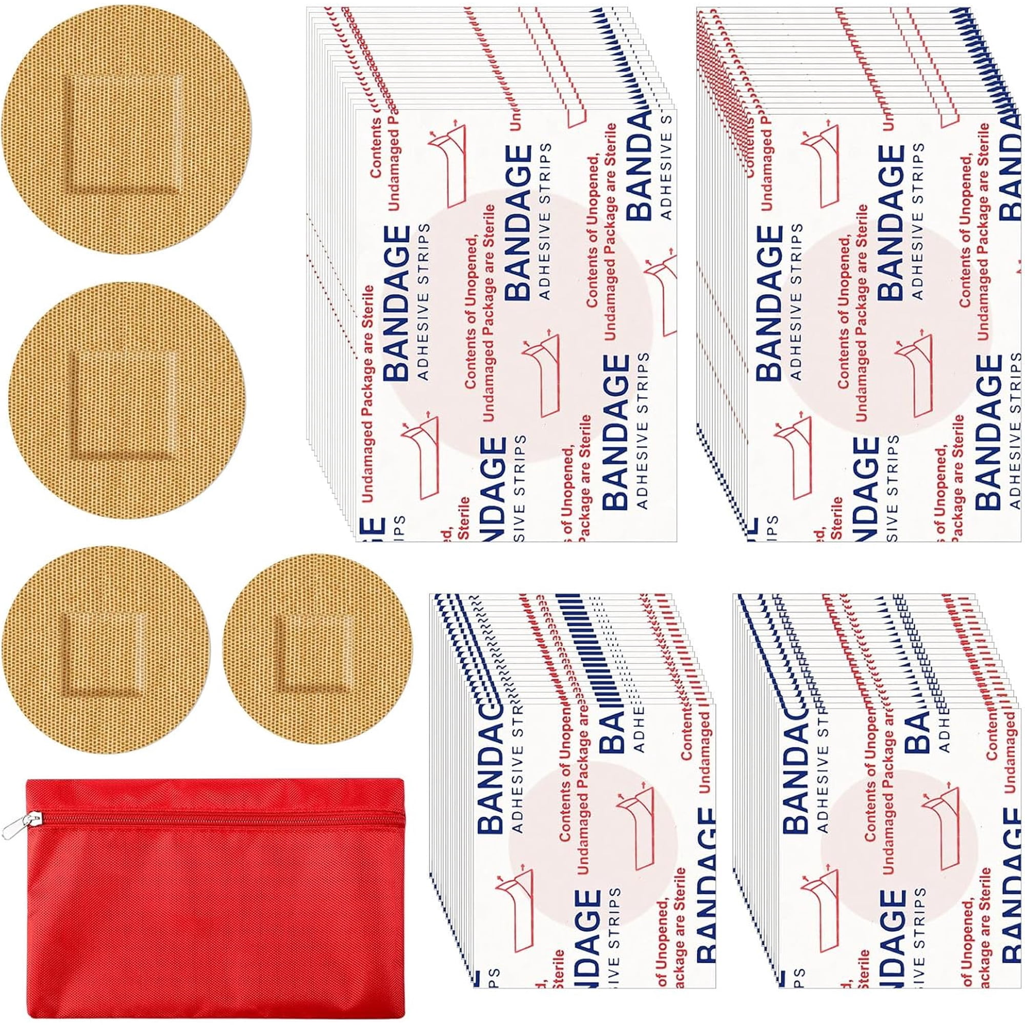 Pukitry 200 Adhesive Spot Bandage 4 Sizes Round Flexible Fabric Adhesive Round Tan Non Latex Bandage for Wound Care and Hides Skin Spots Ideal for Small Incisions