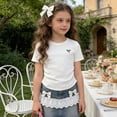 thumbnail image 1 of T-shirt pour Filles à Col Rond, Manches Courtes, T-Shirts d'Été pour Garçons, Ensembles pour Filles 2T, 1 of 3