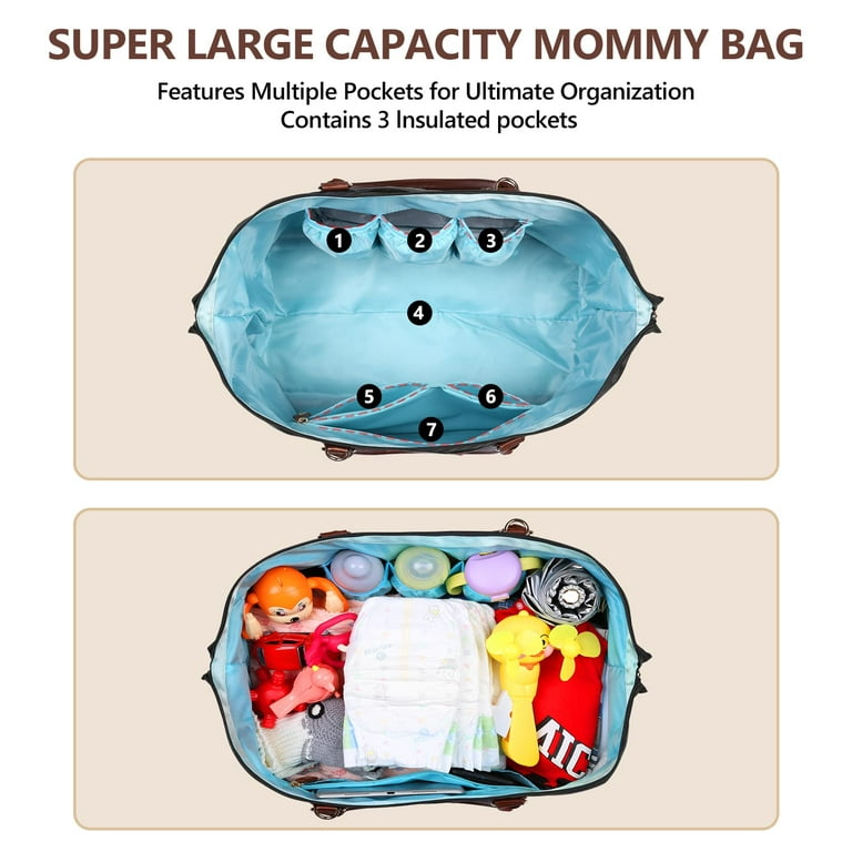 Mommy Bag for Hospital, Diaper Bag with Mommy's Treasures Bag and Shoulder  Straps, Large Travel Diaper Tote for Mom and Dad, Multifunction Baby Bag  for Boys and Girls, Black 
