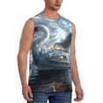 thumbnail image 2 of Fotbe Fantasy Swan Yacht Design Men's Camiseta sin Mangas Estampada para Hombres, Playera Casual para Gimnasio, Entrenamiento, Playa-Small, 2 of 7