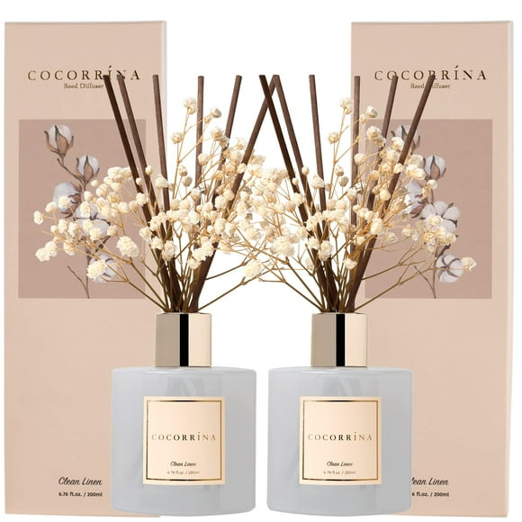 Set de difusores Reed COCORRÍNA Clean Linen, 200 ml, 2 paquetes
