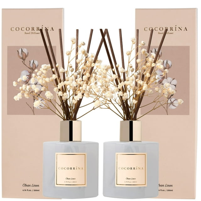 Set de difusores Reed COCORRÍNA Clean Linen, 200 ml, 2 paquetes