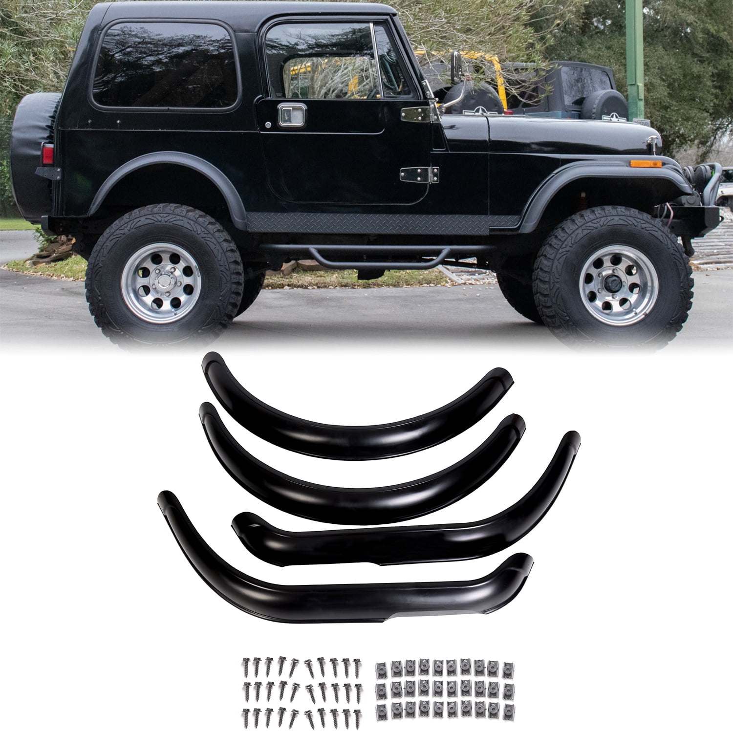 Kojem , Fender Flare Kit for 1955-1986 Jeep CJ CJ5 CJ7 Factory  Style Front and Rear Mudguard 