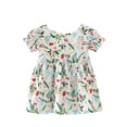 thumbnail image 1 of Robes pour Filles Manches Courtes Col Rond Imprimé Vêtements Décontractés Mignons Robe Verte 2-3 Ans, 1 of 4