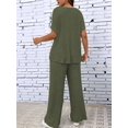 thumbnail image 3 of Women'S 2pcs Casual Short Sleeve Solid Color Top and Long Pants Trouser, 2 Piece Outfits Set for Women  Green S, 3 of 6