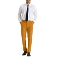 thumbnail image 2 of Lars Amadeus Solid Dress Pants for Men's Business Button Closure Flat Front Formal Trousers, 2 of 5
