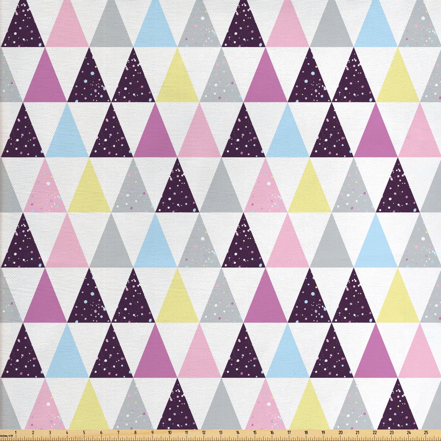 Geometric Fabric by The Yard, Triangle with Grunge Effect Colorful