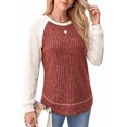 thumbnail image 2 of MOYIKO Color Block Long Sleeve Shirts for Women Crewneck Tunic Tops Casual Pullover Lightweight Sweaters Fall Outfits, 2 of 7