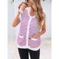 thumbnail image 3 of Womens Cap Sleeve Button Down Sweater Knit Top Summer Cute Striped Cardigan Sweaters with Patch Pockets, 3 of 7